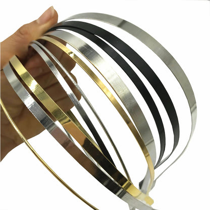 20Pcs Metal Hairbands for Girls – 1.2mm to 10mm Gold, Silver & Black Headbands for Hair Crafts & Hair Accessories