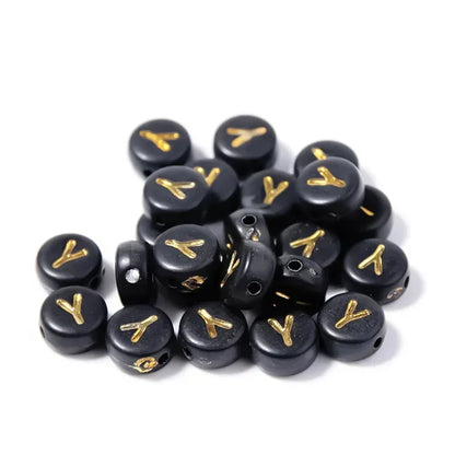 A-Z Alphabet Beads Set - 100-500pcs Black Gold Acrylic Letter Beads for DIY Jewelry Making Charm Bracelets Accessories