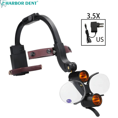 5W Dental LED Headlight – 2.5X/3.5X Magnification Binocular Loupes with 2 Filters for Dentist Surgery