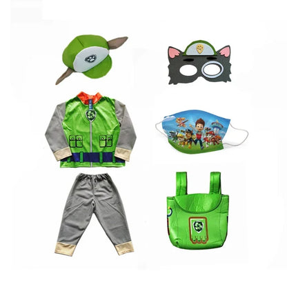 Anime Dog Patrol Kids Costume Set – Tops, Pants, Backpack & Hat for Marshall, Chase, Skye, Zuma, Rubble Halloween Cosplay