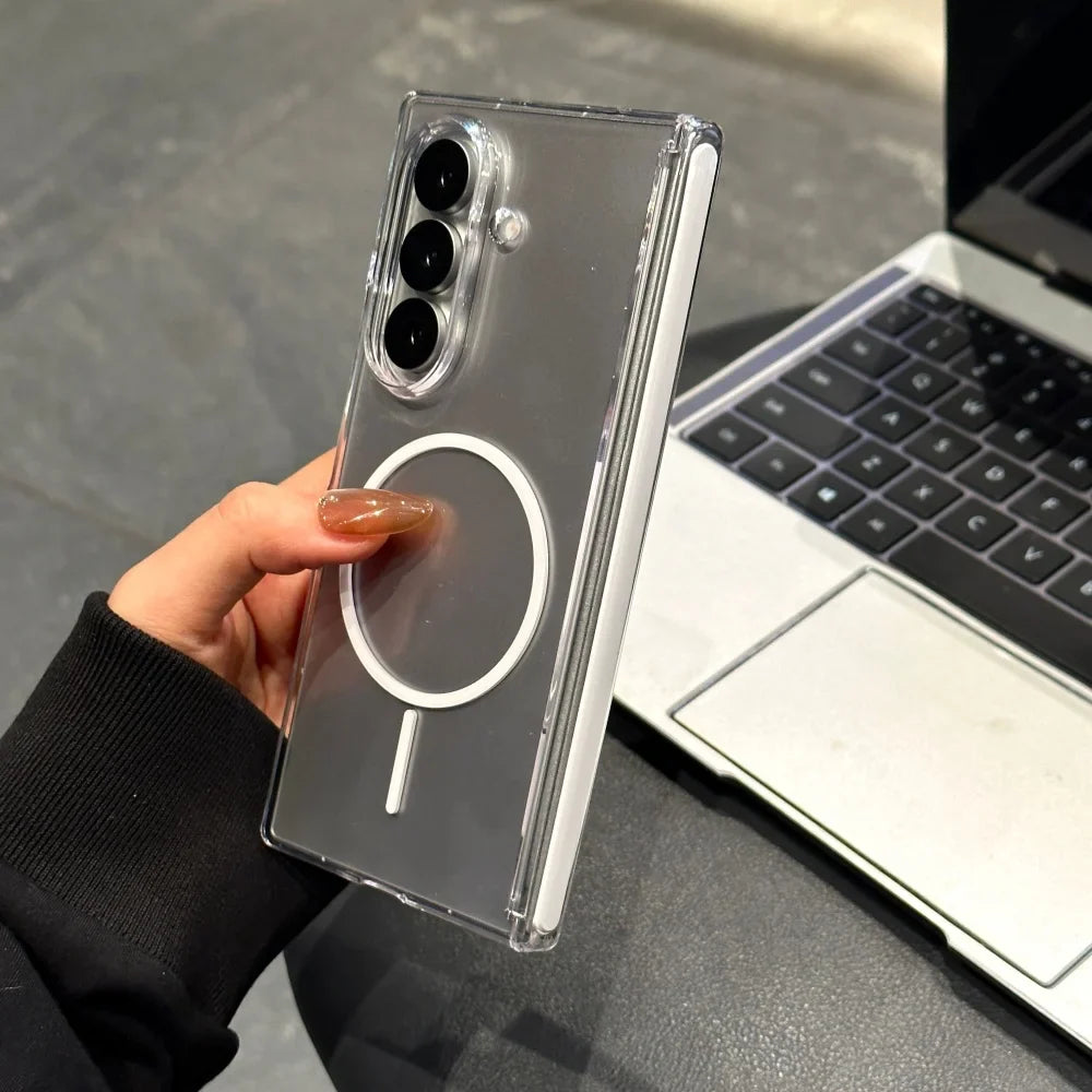 Samsung Galaxy Z Fold 4/5/6/7 Magnetic Matte Case - Ultra Thin Transparent Hinged Shockproof Cover