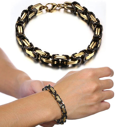 Men's Stainless Steel Byzantine Chain Bracelet – 4/5/6/8MM Link Wristband for Boys, Perfect Gifts for Him