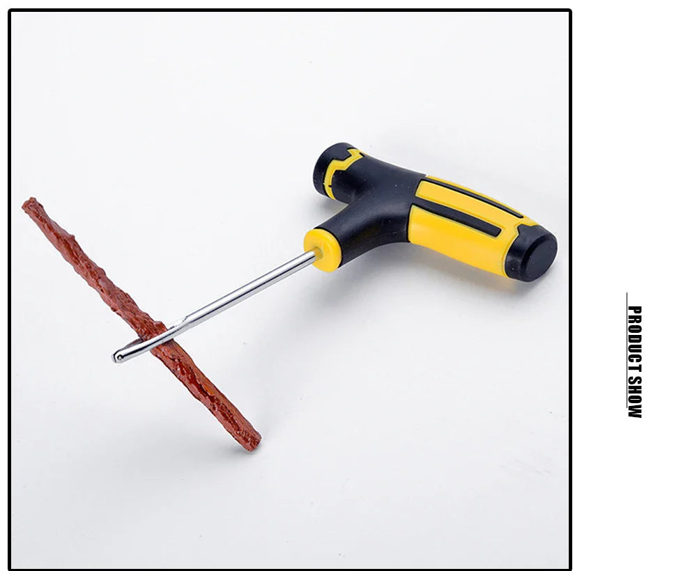 Car & Motorcycle Tire Repair Kit – Tubeless Tyre Puncture Plug Set with Rubber Strips for Truck & Vacuum Tire Repairs