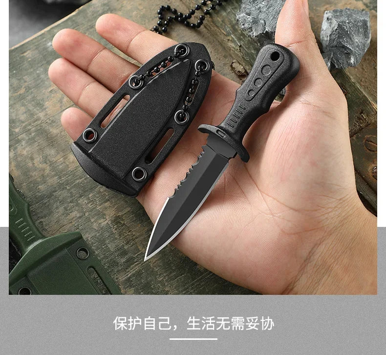 New Mini Tactical Neck Knife – Women's Self-Defense Outdoor Knife, Portable Camping & Fruit Knife