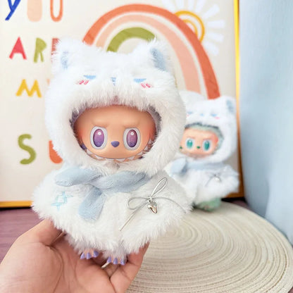 15cm/17cm LABUBU Doll Outfits – Sitting Party Plush Animal Sets for Generations 1-3, Cute Gifts for LABUBU Fans