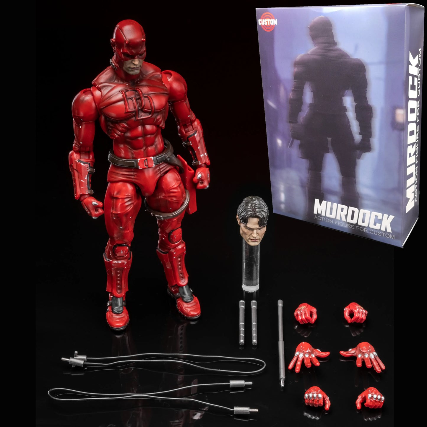 FlefToys Marvel Daredevil Action Figure — 8" Classic Red Shadowland Reborn Black, Devil Defenders Matt Murdock Legends In Stock