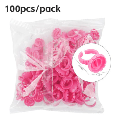 AILEISHI 100PCS Disposable Eyelash Glue Cup Rings – Lash Extension Pigment Holder Tattoo Makeup Tools
