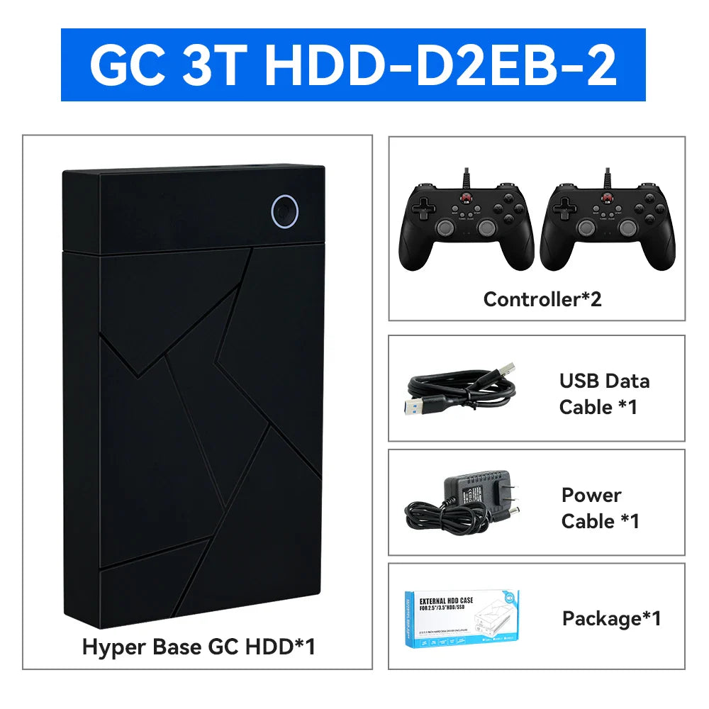 3TB Portable Gaming HDD – 17,300+ AAA/3D/Retro Games for PS4/PS3/PS2/Switch/Wii with LaunchBox/Retrobat/Playnite