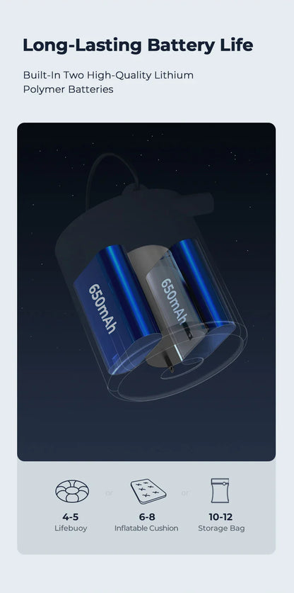 FLEXTAILGEAR Tiny Pump X – Portable Rechargeable Camping Air Pump with 1300mAh Battery for Pool Floats, Air Mattresses & Vacuum Bags