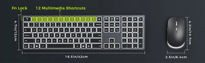 Wireless Backlit Keyboard and Mouse Combo – 2.4G USB Rechargeable Silent Full-Size Slim Set