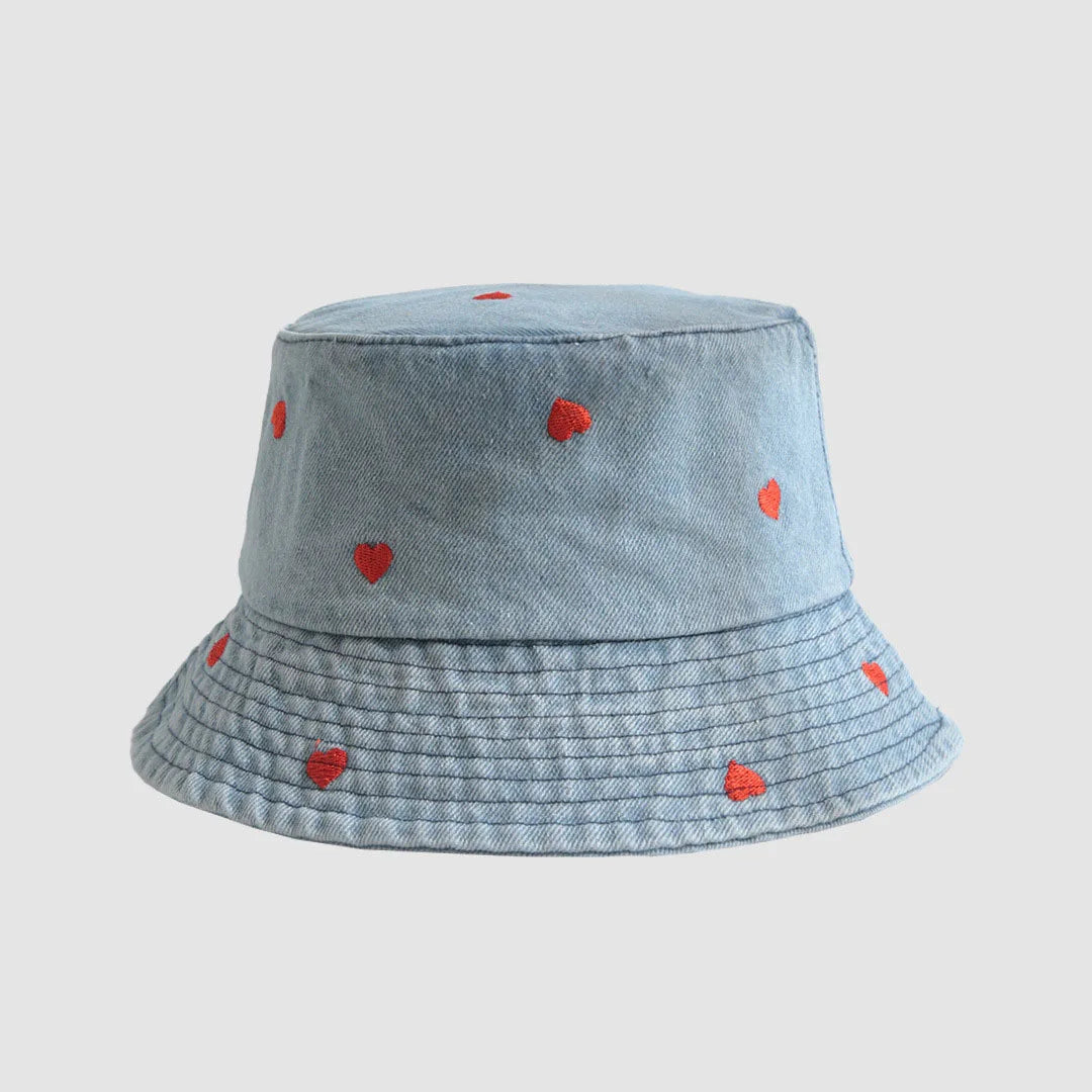 Embroidered Denim Bucket Hat – Summer Beach Fisherman Sun Hat for Men & Women | Cute Travel Cotton Sun Protection Cap, Wholesale Style