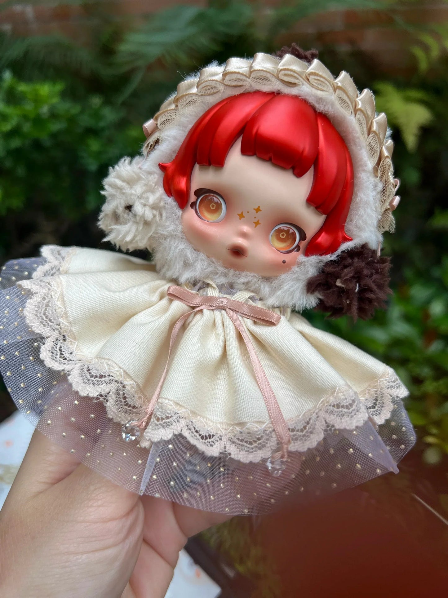 10cm Skullpanda Doll Clothes – Vintage Princess Dress Set with Headwear, Winter Symphony Series