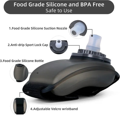 200ML Sport Water Bottle Wrist Kettle - Portable Silicone Wrist Storage Bag for Outdoor Running, Riding, Fitness, Climbing