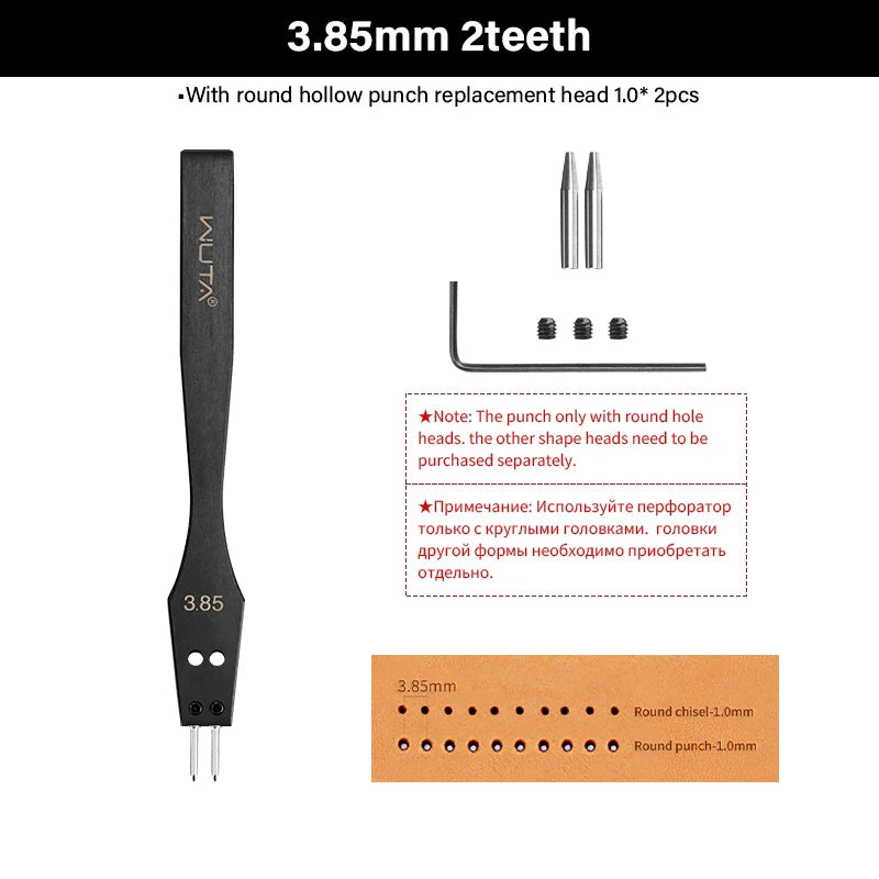 WUTA 3G Replaceable Leather Punch Heads – Diamond, Olive & Round Hole Pricking Irons for DIY Leathercraft