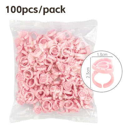 AILEISHI 100PCS Disposable Eyelash Glue Cup Rings – Lash Extension Pigment Holder Tattoo Makeup Tools