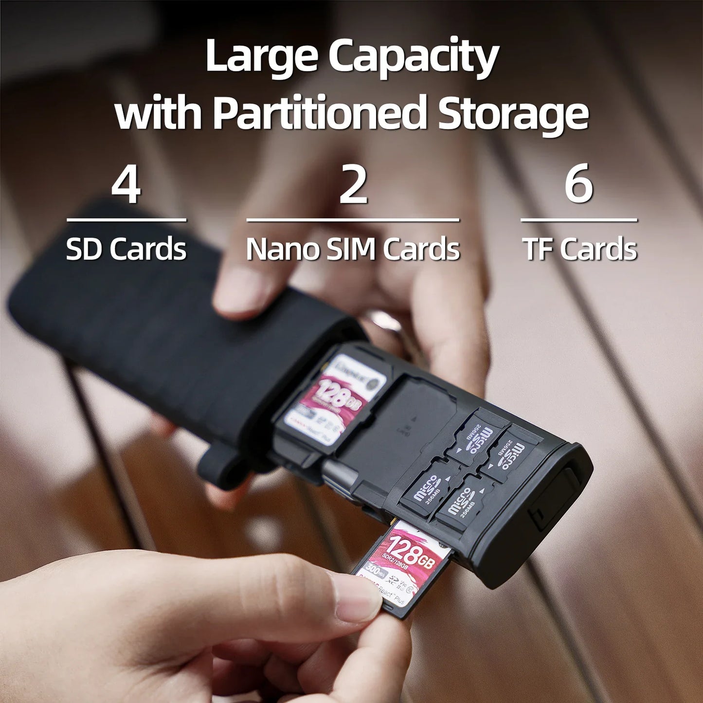 TELESIN 2-in-1 Micro SD Card Reader — High-Speed Type-C SD/TF Storage Reader for PC & Camera