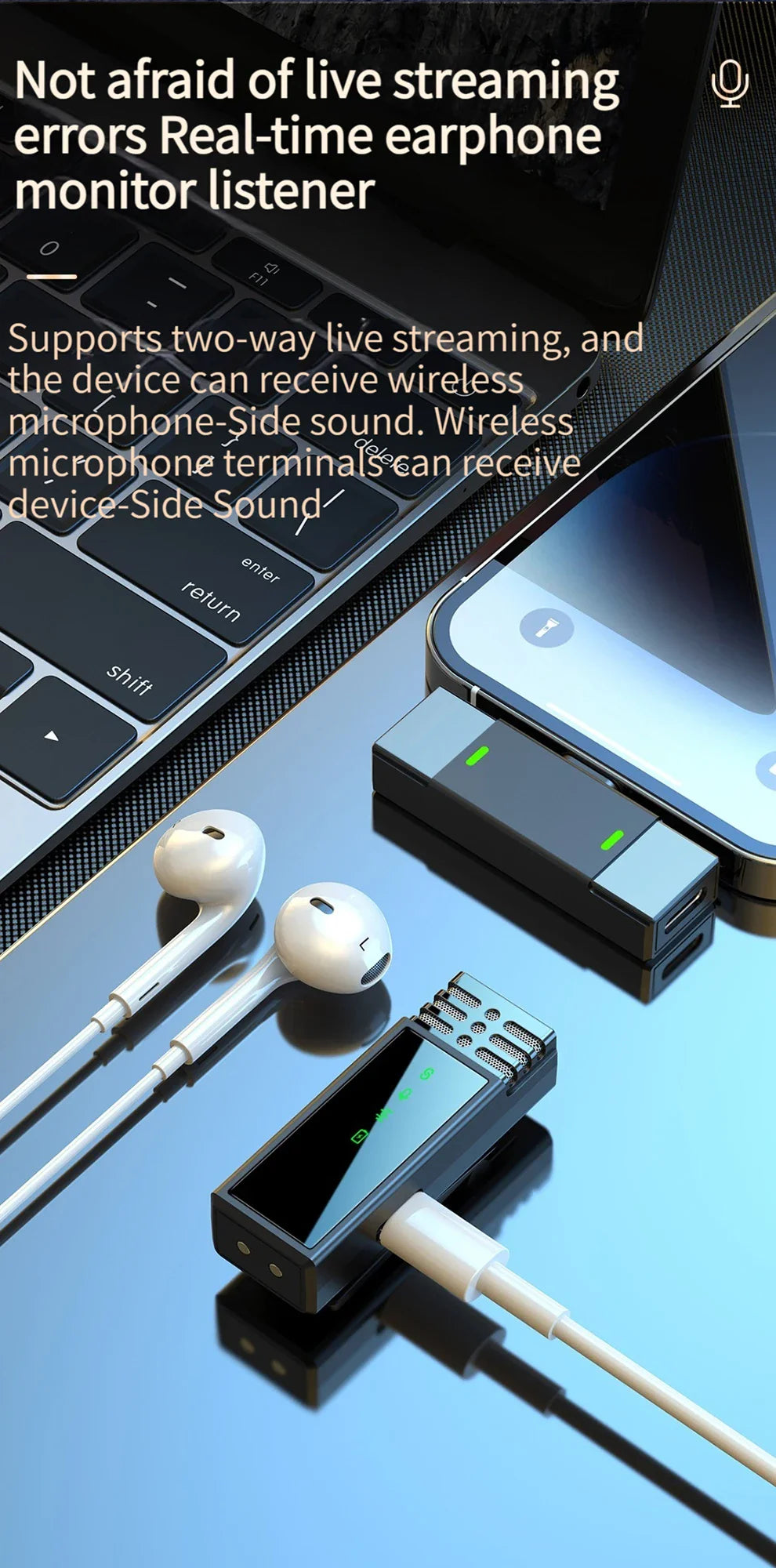 Xiaomi Wireless Lavalier Microphone – Portable Noise-Cancelling Mini Mic for Vlog, Interview, Live Streaming, Audio & Video Recording