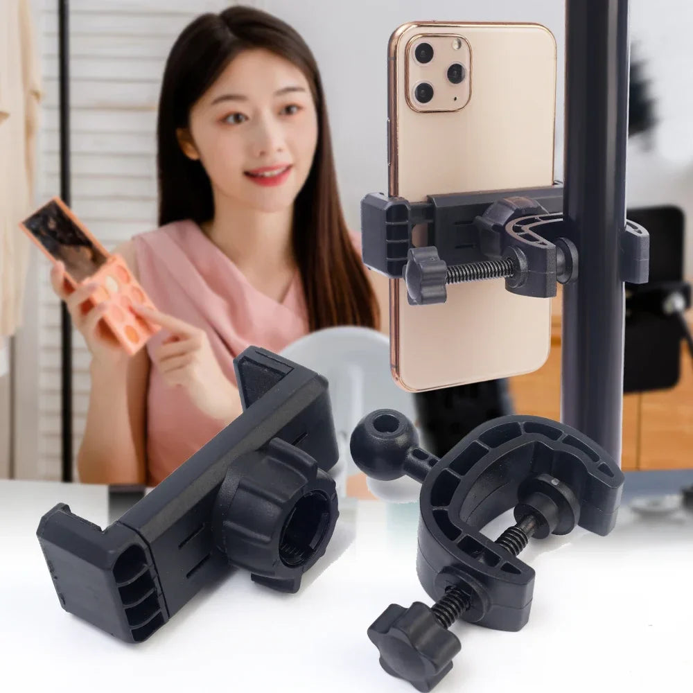 360° Rotating Tripod Phone Holder Mount Stand – Clip-On Microphone & Cellphone Support for All Smartphones Live Broadcast