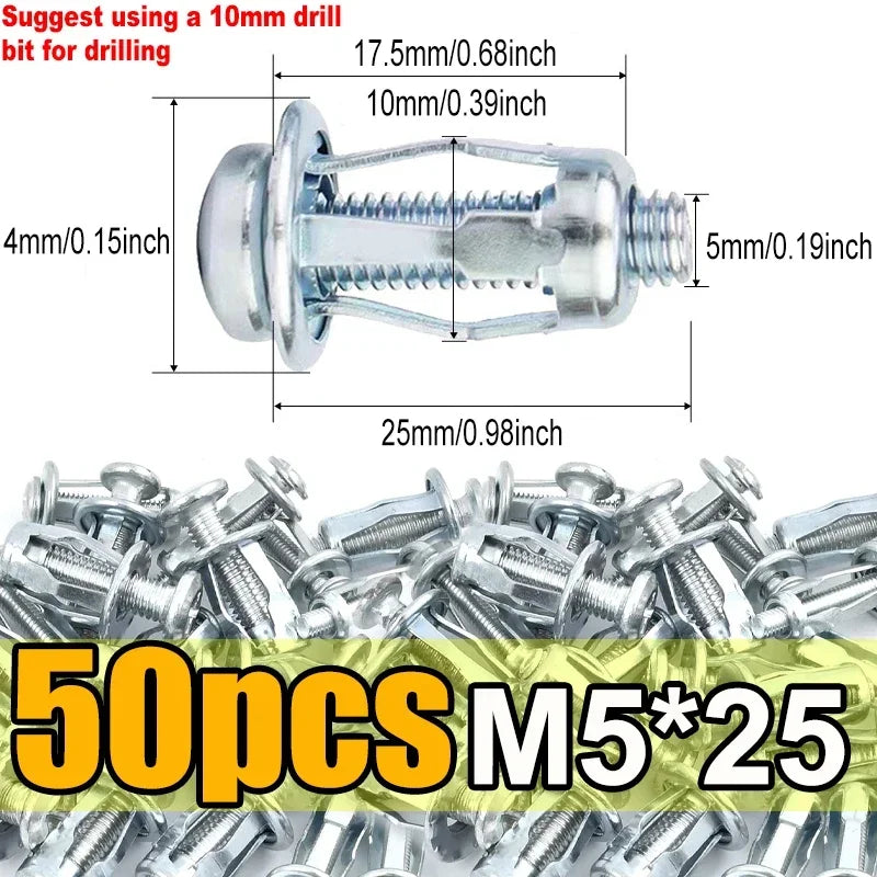 Petal Screw Jack Nuts & Expansion Plugs – Curtain Clamp, Rivet Lock Bolt, and Wall Fasteners