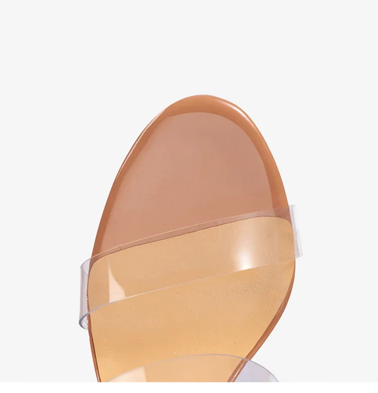 Red Sole Transparent High Heels — Summer PVC Open-Toe Handmade Women’s Sandals