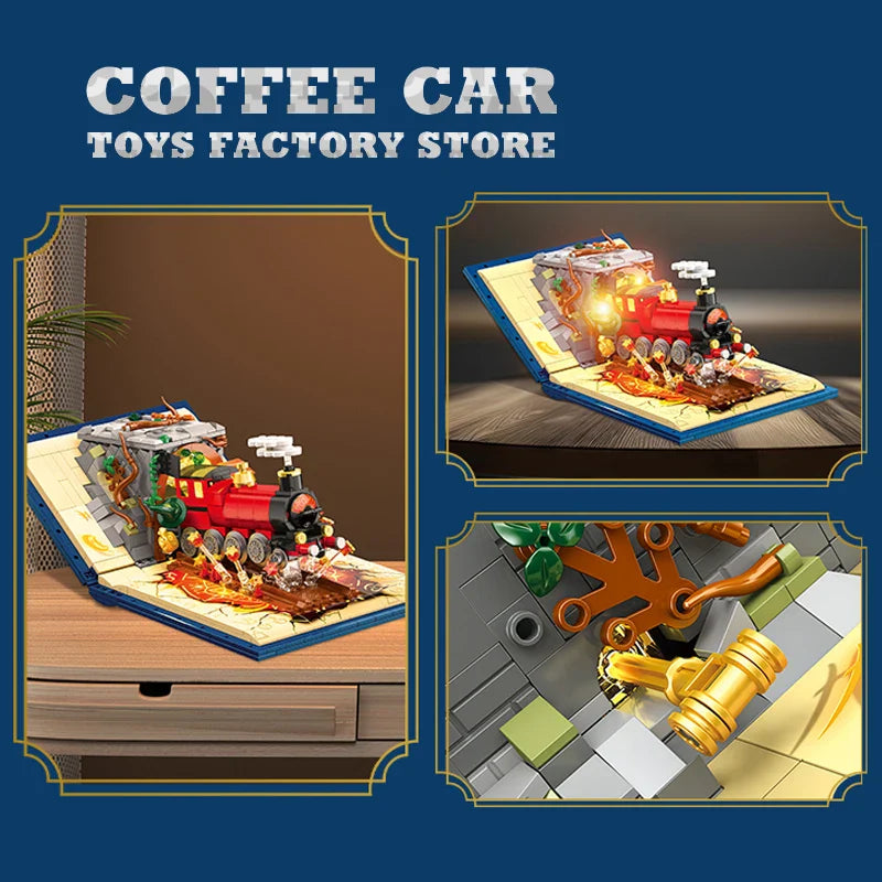 LED Magic Train Building Block Set – 3D Locomotive & Station MOC Puzzle Toy DIY Gift for Kids & Adults