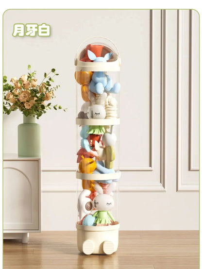 Transparent Doll Storage Box - Plush Toy Organizer Tube & Stuffed Toy Storage Barrel for Children
