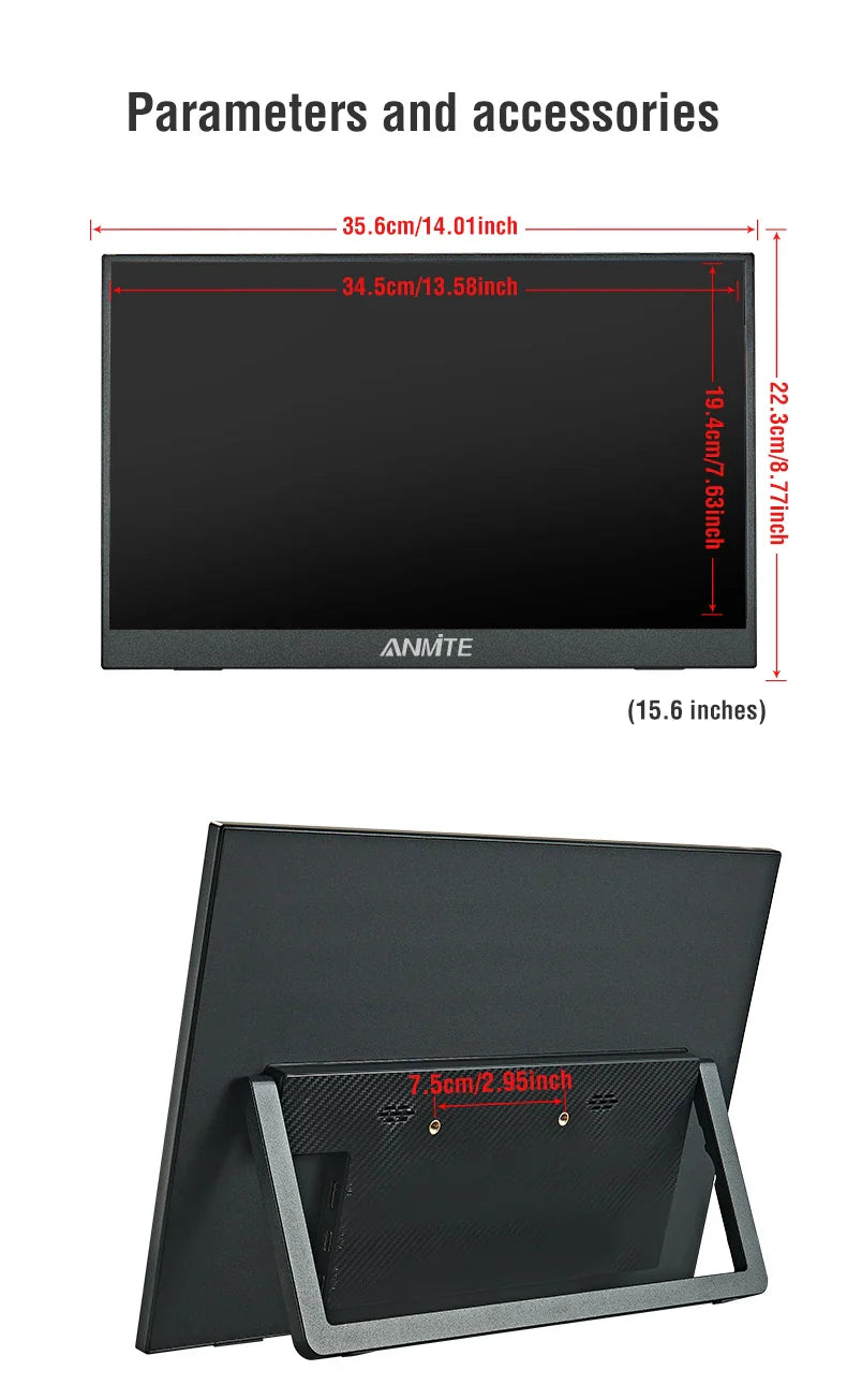 Anmite 15.6" Portable Touch Monitor – 1080P HDR Low Blue Light Display for Xbox, PS4/5, Switch & PC