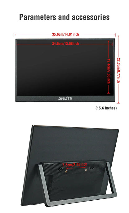Anmite 15.6" Portable Touch Monitor – 1080P HDR Low Blue Light Display for Xbox, PS4/5, Switch & PC