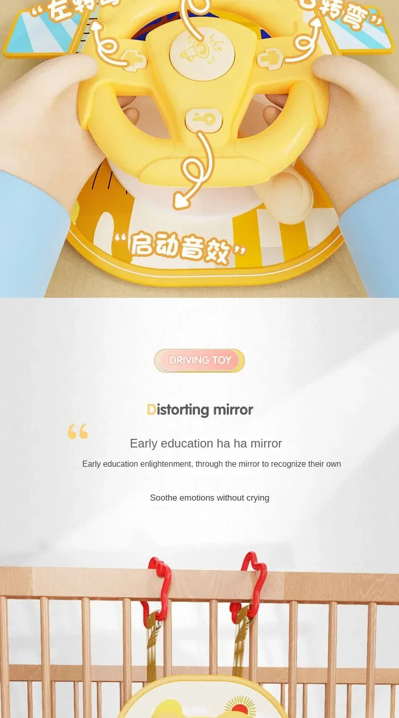 Kids Electric Copilot Steering Wheel Toy – Musical Simulated Driving Car Seat Educational Sound Toy