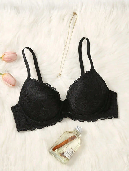 Women’s Lace Half Cup Push-Up Bra – Strapless Invisible Front Buckle Lingerie for Everyday Wear