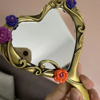 Flower Mirror Retro Handheld – Cosmetic & Cosplay Prop, Daily Accessory, Student Decor & Birthday Gift