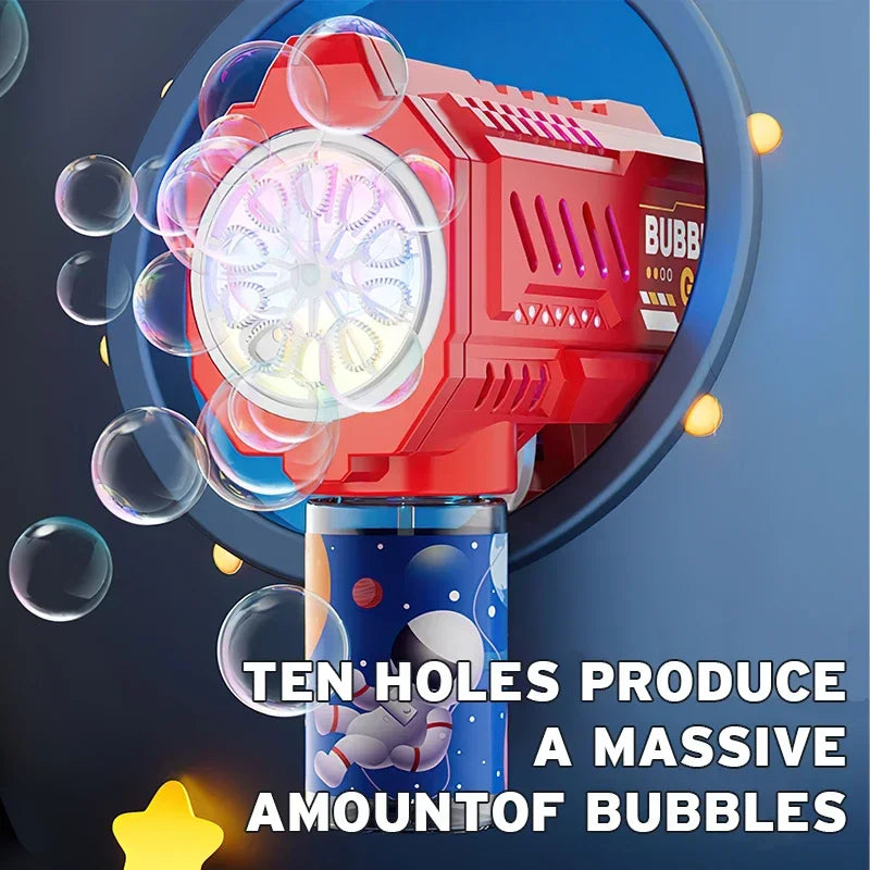 Automatic Bubble Gun Rocket - Electric Bubble Blower Toy with Bubble Liquid for Kids’ Beach & Outdoor Fun