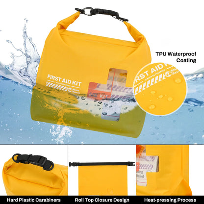 RHINO RESCUE Waterproof First Aid Kit — Lightweight Dry Bag with Emergency Survival Supplies for Outdoor Kayaking, Swimming & Boating