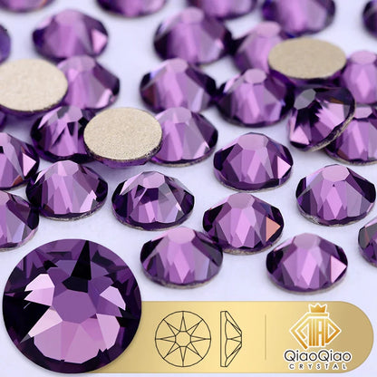 QIAO 2088 Crystal Nail Art Rhinestones — Flat Back Non-Hotfix Strass for DIY Nail Decorations (8 Big + 8 Small)