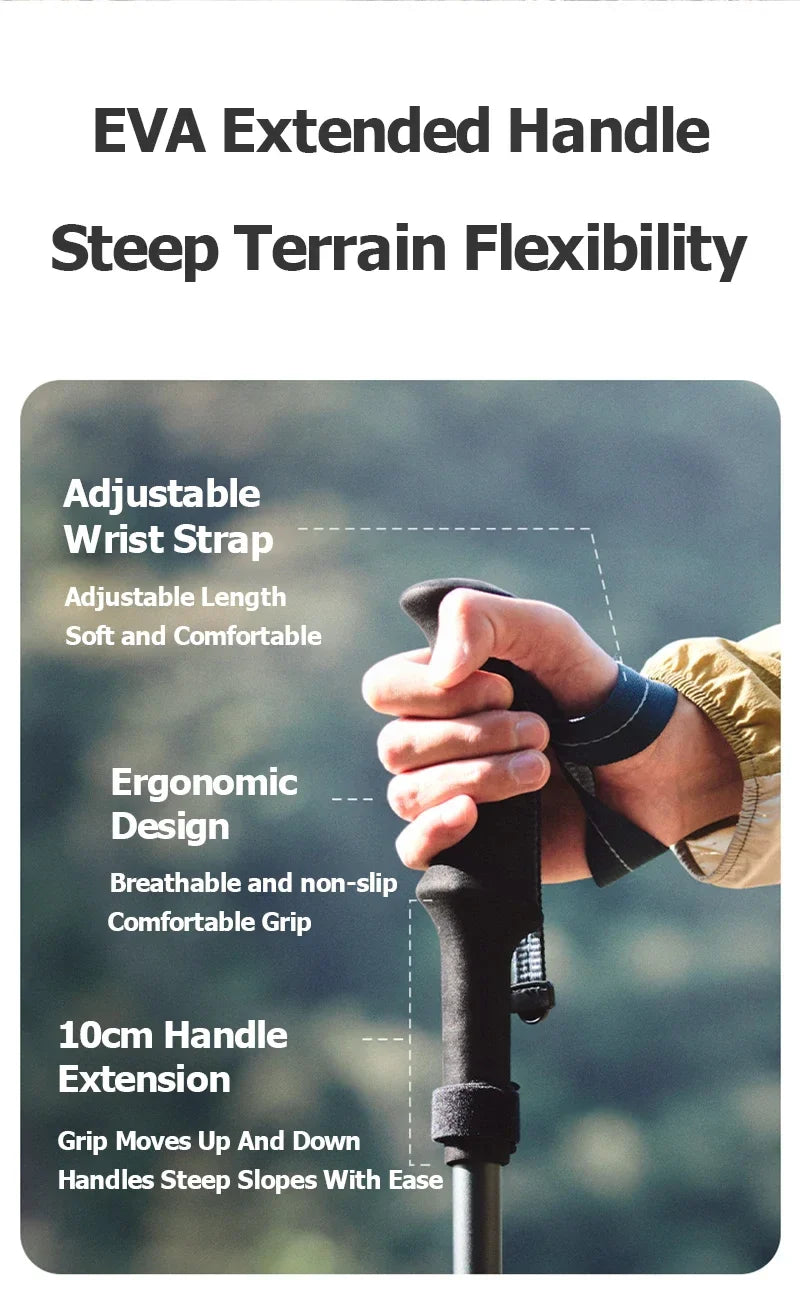 Naturehike Lightweight Trekking Poles – Carbon Fiber & Aluminum Alloy Folding Walking Sticks for Hiking & Climbing
