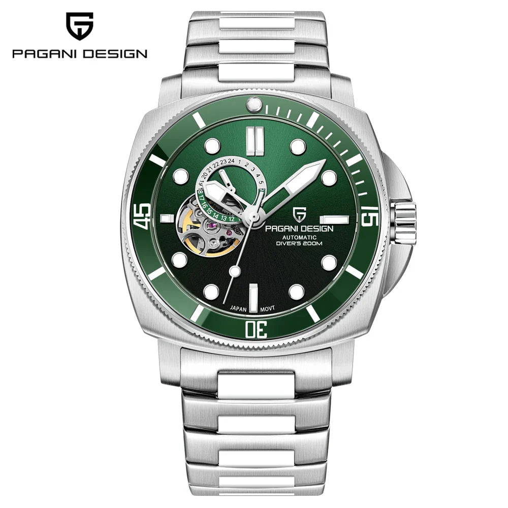 PAGANI DESIGN 2023 Men’s Tourbillon Automatic Watch – Mechanical Wristwatch with Ceramic Bezel, Luminous Display & 20Bar Waterproof