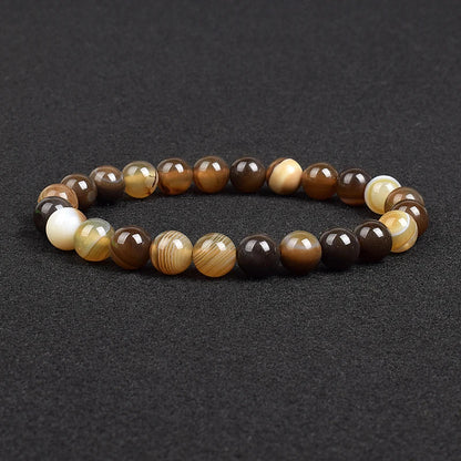 Genuine Natural Stone Beaded Bracelet – Apatite, Lapis Lazuli, Agate & Tiger Eye High Quality Crystal Gem Jewelry Bangle for Men & Women