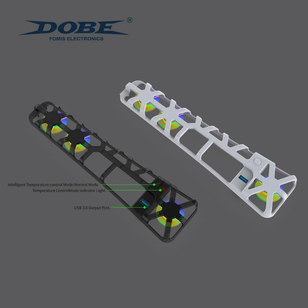 DOBE Cooling Fan for PS5 Slim – Disc & Digital Edition with RGB Lighting and USB 3.0 Port TP5-3538S