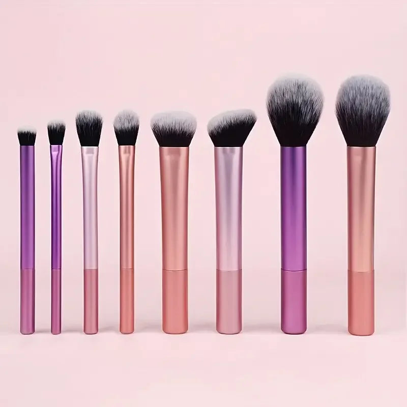 8-Piece Makeup Brush Set - Soft Synthetic Hair Brushes for Foundation, Blush & Eyeshadow