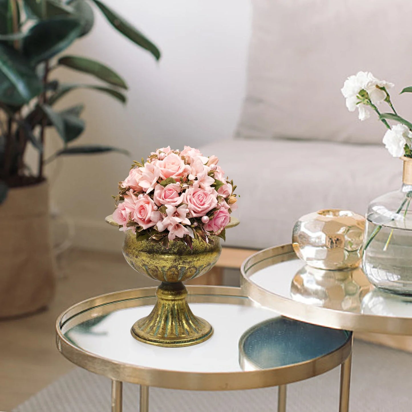 Metal Flower Vase & Candle Holder — Table Centerpiece for Wedding, Anniversary, Party & Hanging Decorations