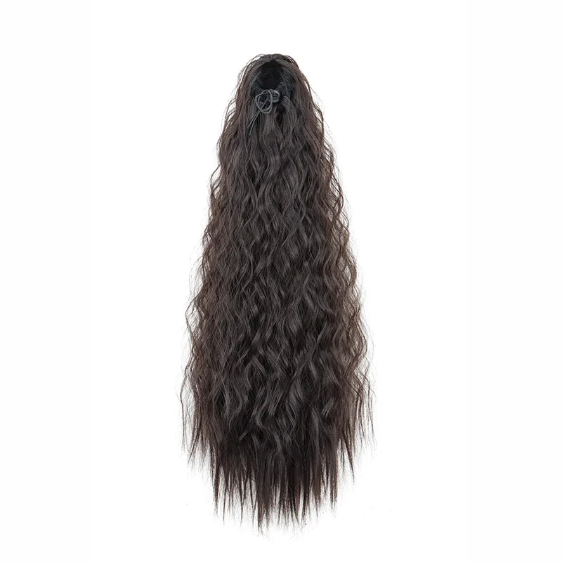 22-Inch Kinky Curly Ponytail Extension - Synthetic Drawstring Clip-In Hairpiece for Women