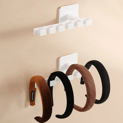 Houseeker 6-Hook Hat Holder — L-Shaped Wall Mount Rack for Baseball Caps & Belts