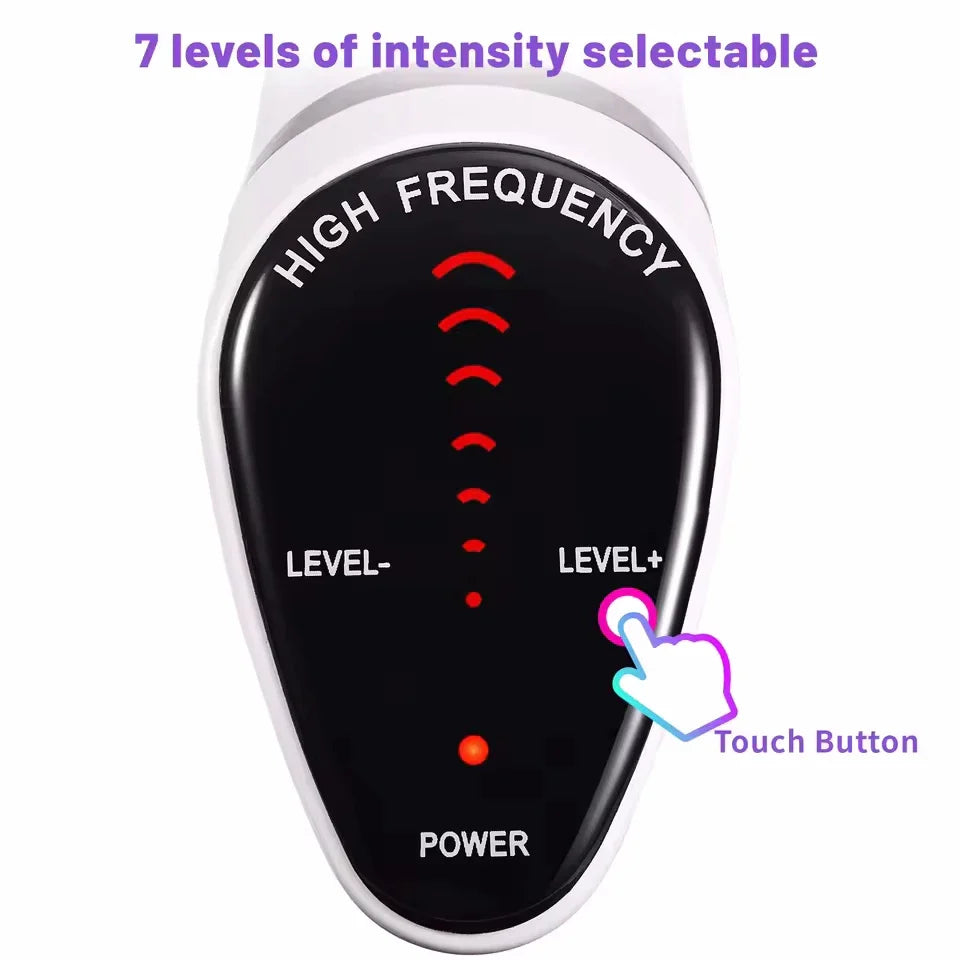 6-in-1 High Frequency Facial Machine — Touch Panel Electrotherapy Wand for Hair, Face, Acne & Skin Care Treatment