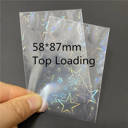 50pcs Heart-Shaped Foil Card Sleeves — 11 Styles, Top-Loading Protector for Pokémon, YGO, Board Games, Photos & K-Pop Cards