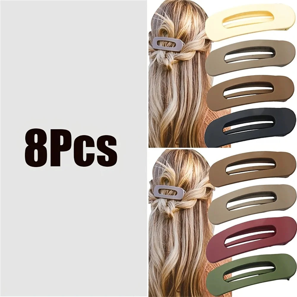 4Pcs Frosted Large Hair Clips Set – Solid Color Acrylic Non-Slip Toothed Hairpins for Women Fashion Hair Accessories