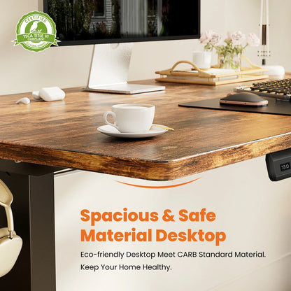 Electric Standing Computer Desk – Height Adjustable Ergonomic Workstation with Metal Frame for Home or Office