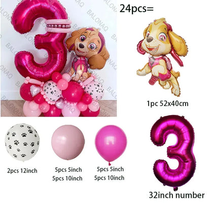Pink Paw Patrol Party Supplies for Girls – Skye Balloons, Cups, Plates & Tablecloth for Birthday & Baby Shower