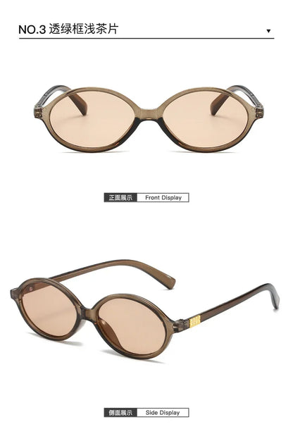 Women's Oval Sunglasses – Retro Small Frame UV400 Clear Lens Fashion Eyewear
