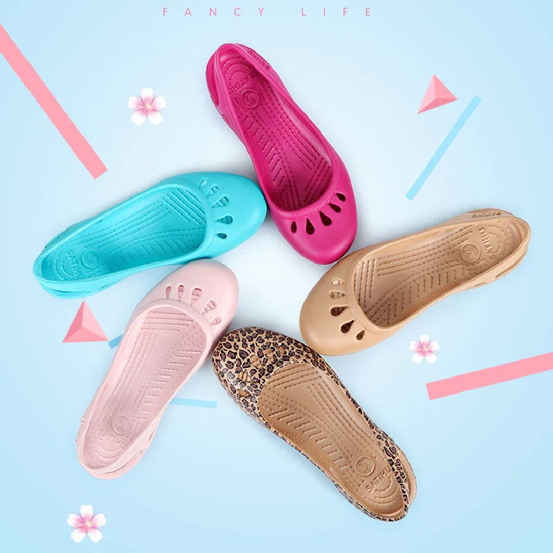 Certified Satihu Summer Lightweight Anti-Slip Clogs for Women - Flat Bottom Sandals, Nurse, Outdoor, Beach Jelly Shoes