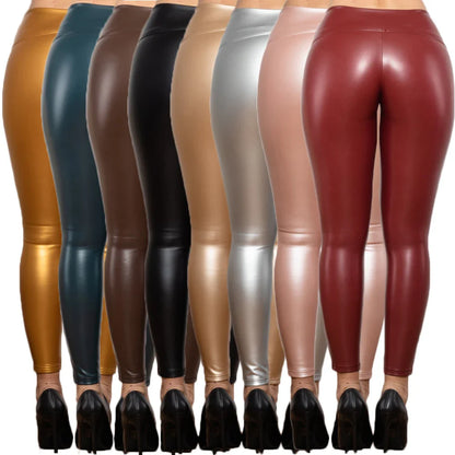 Shascullfites Melody High-Waist Faux Leather Leggings – Skinny Pants for Women, 8 Colors, Regular Fit